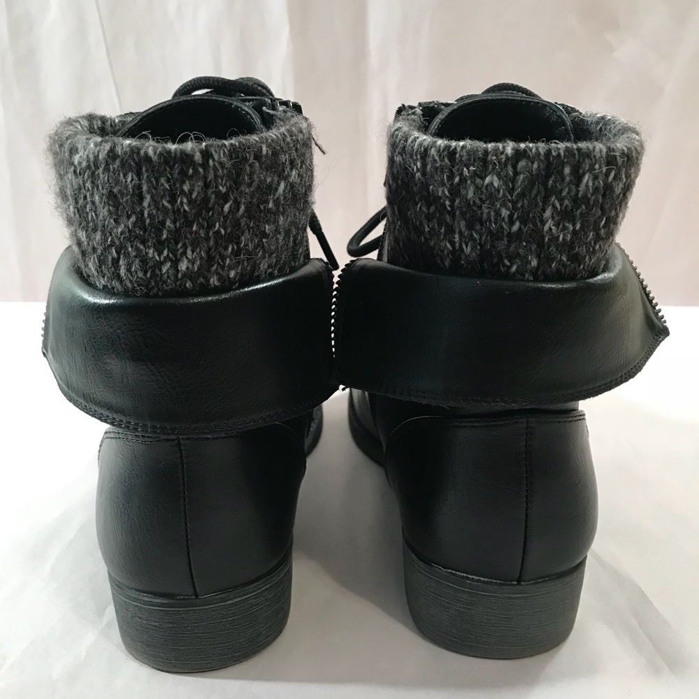 Mudd Womens sz9M Lace-up Knit Ankle Cuff Boots-Blk - Picture 4 of 8